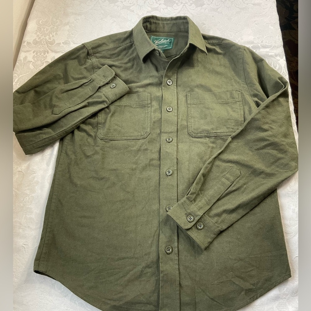 Woolrich Chamois Shirt Men's Size Small Green Label Collection 100% Cotton